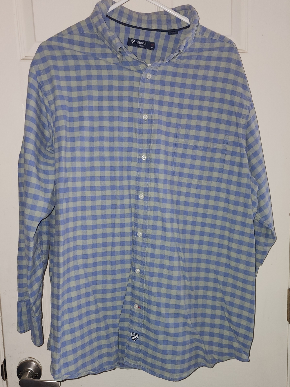 Daniel Cremieux 2XB Blue and Light Green Gingham Button-Down Shirt